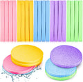 Patelai 300 Pieces Face Cleansing Sponge Wash Round Face Sponge Makeup Removal Sponge Pad Compressed Soft Facial Sponge Exfoliating Sponges, Pink, Purple, Blue, Yellow, Green for Women