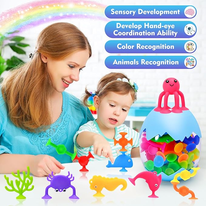 Bath Toys - 27 PCS Suction Cup Toys Bathtub Toy Shower Toy for Kids Ages 4-8,Sensory Toys for 3 4 5 6 7 Year Old Boys Girls,Mold Free Bath Toy Travel Toy