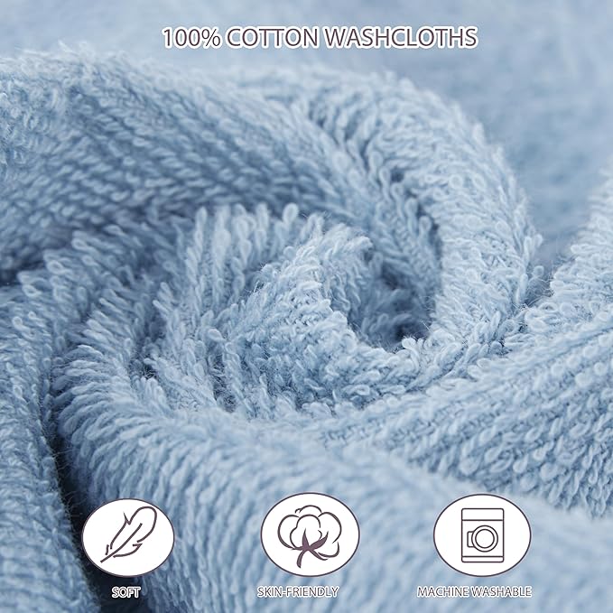 6 Pack Baby Washcloths 100% Cotton Terry Soft and Absorbent Wash Cloths for Face Hand Body Burp Rag Wipes Essentials for Newborns Infants Toddlers Boys Girls