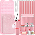26PC Bathroom Accessories Set - Gorgeous Pink Bathroom Set, Bathroom Accessory Set, Pink Shower Curtain Set with Bathtub Mats for Shower Tub