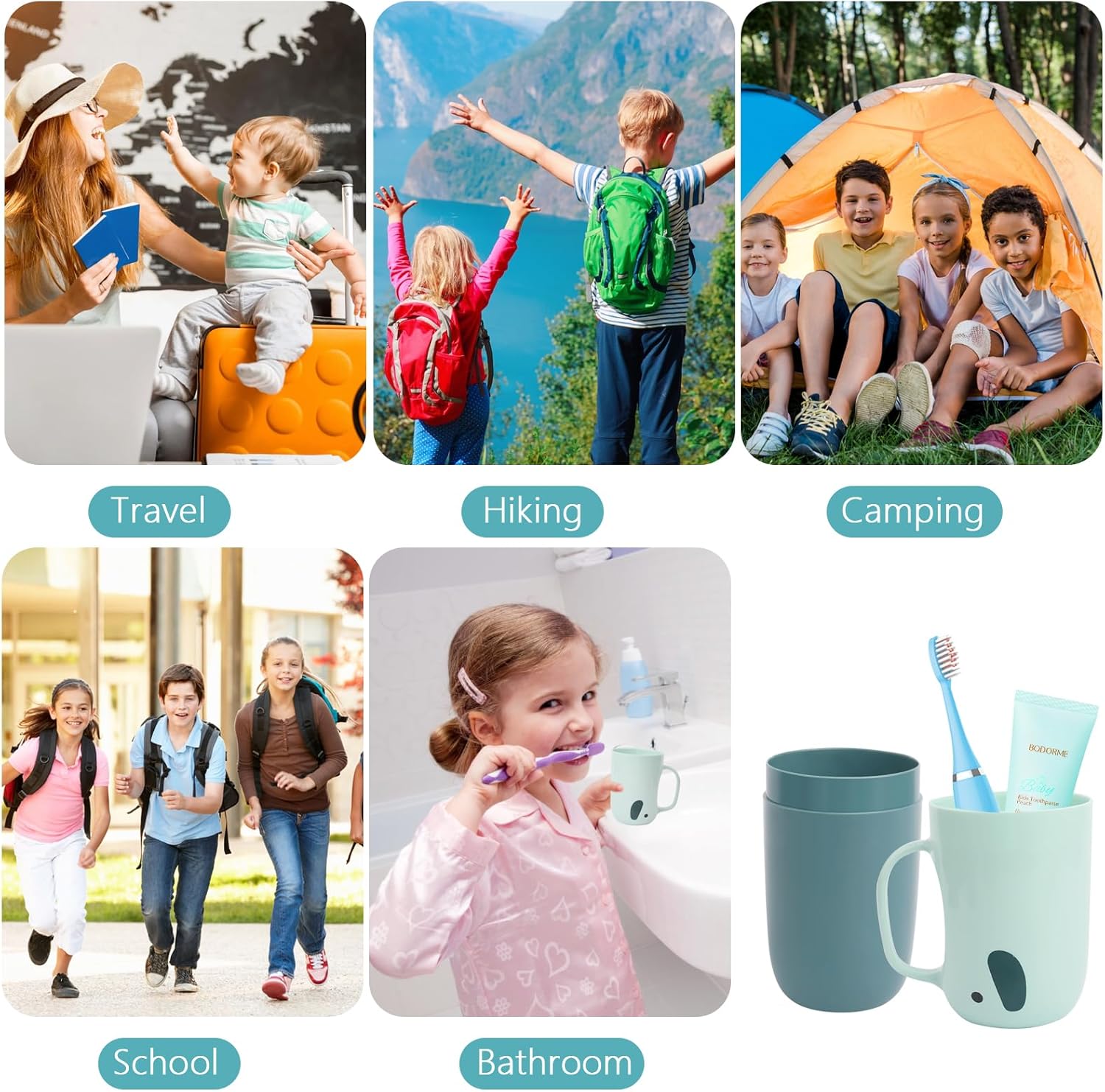 Toothbrush Travel Case, Removable and Portable Toothbrush Holder Cup, Use for Travel, Hiking,Camping, School, Bathroom, Cute and Playful Elephant Styling for Kids and Teens(Yellow)