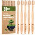 Navona 30 PCS Bamboo Toothbrushes Pack, BPA Free Medium Soft Bristles Toothbrushes for Adults, Eco-Friendly Natural Wooden Toothbrush Bulk, Box of Two Reusable Travel Toothbrush