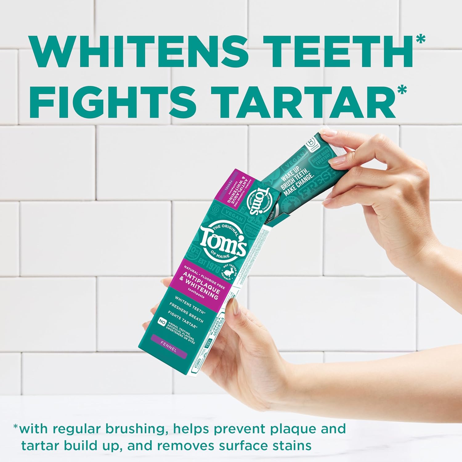 Tom’s of Maine Antiplaque and Whitening Toothpaste, Fluoride Free, Fennel, 3 Pack, 4.5 Oz
