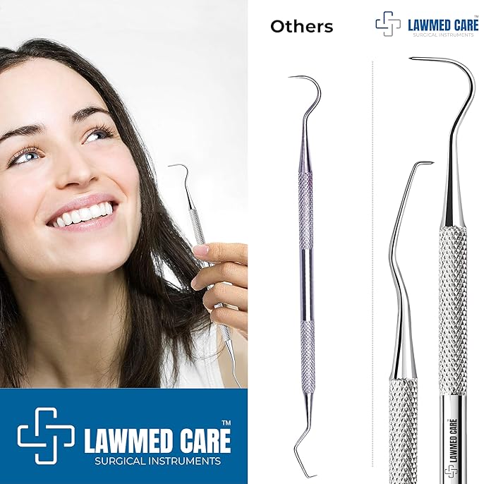 Plaque and Tartar Remover Stainless Steel Dental Tool Set - Dental Pick, Tooth Scraper - Professional Home Oral Care and Dentist Kit (Pack of 1)