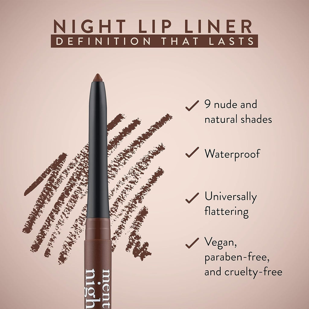 Mented Cosmetics Lip Liner for Women, Dark Brown Lipliner Lip Pencil, Waterproof Lipliner, Vegan + Cruelty Free Makeup, Night