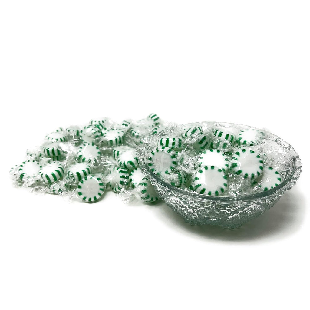 Holiday Spearmint Starlights Hard Candy Mints - 1 lbs - Spearmint Flavored Old School Disks Classic Hard Candies - American Vintage Candy Snack - Individually Wrapped, 16 oz.