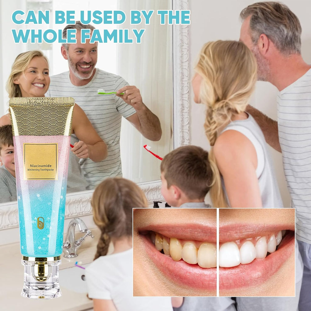 Niacinamide Whitening Toothpaste, Triple Action Whitening with Natural Gentle Care Deep Stains Radiant Smile Natural & Gentle Formula Fresh Breath (3)