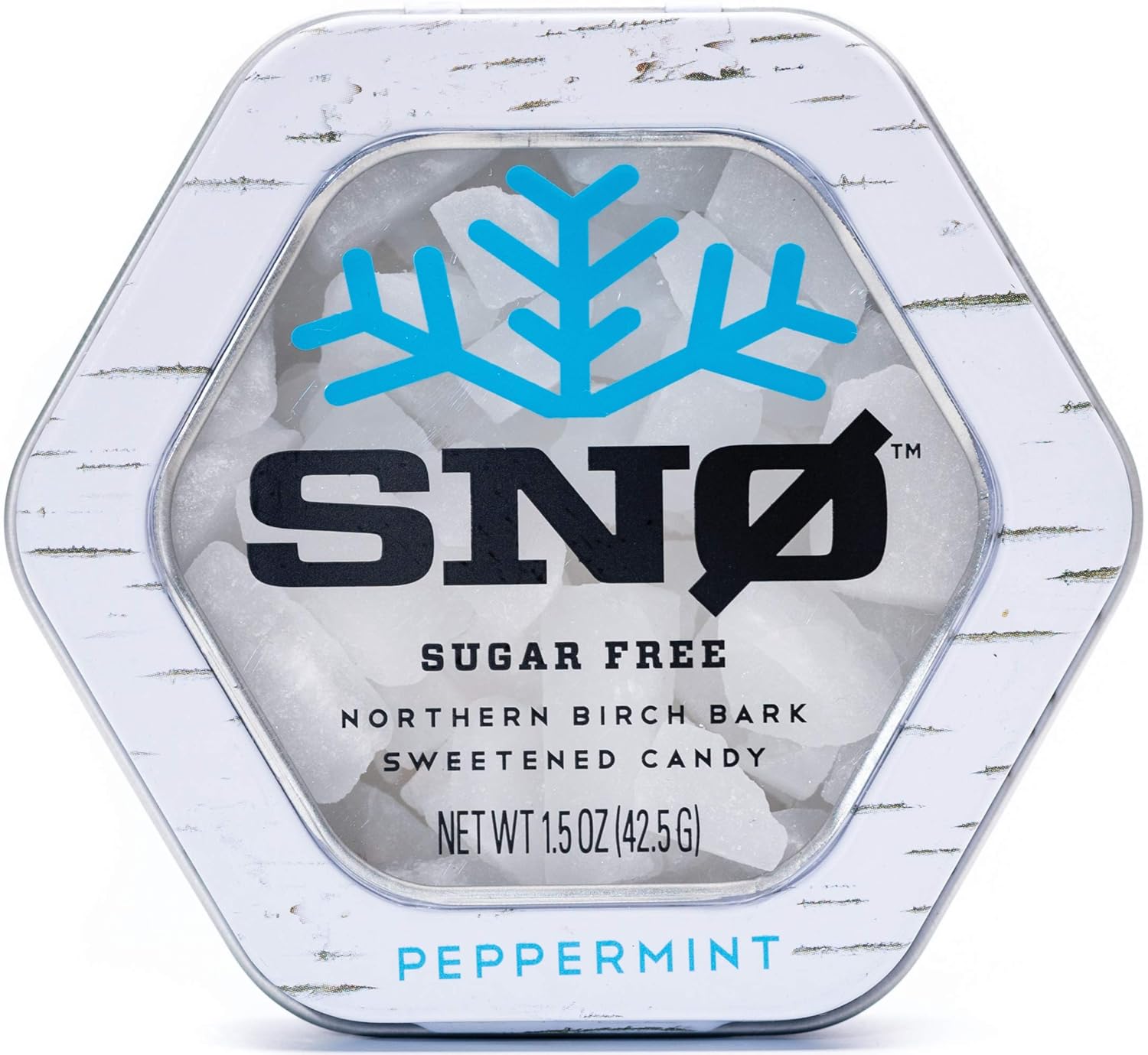Peppermint KETO Xylitol Candy Chips - SNØ 1.5oz Tin - Sugar-Free Candy With Only 2 Ingredients | Low Carbs, Diabetic-Friendly, Non-GMO, Vegan, GF & Kosher | Purest candy in the world!