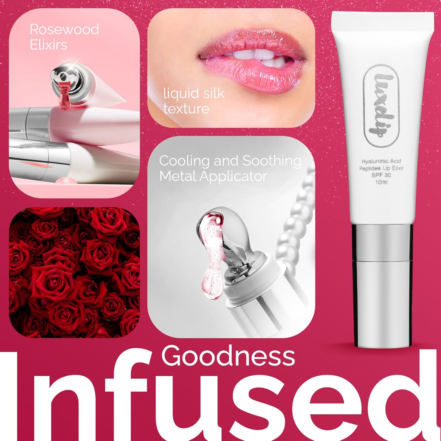 Tinted Lip Balm for Dry, Chapped Lips, Hydrating Vegan Lip Care with Sheer Color & Moisturizing Glow – Non-Sticky Nourishing, Lip Plumping Treatment for Soft, Smooth Lips (Rosewood 10ml)