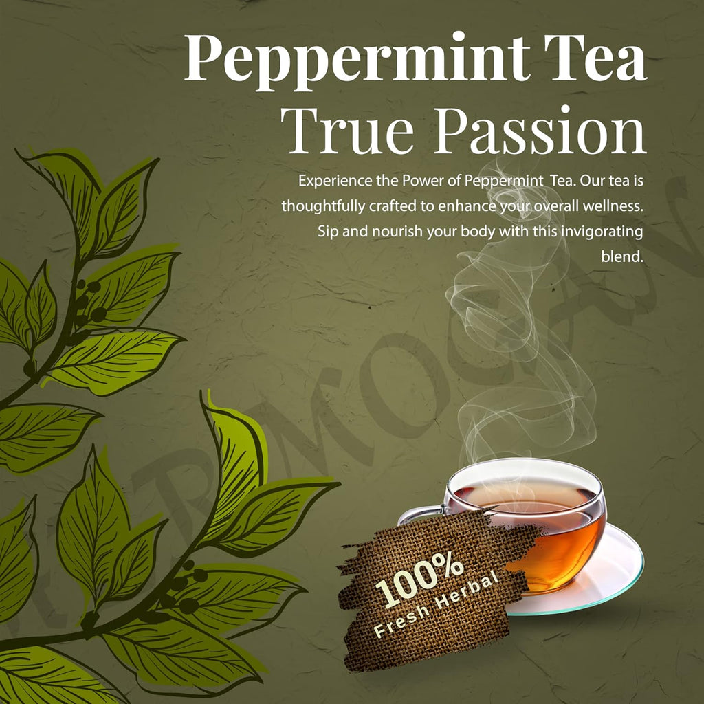 HERBOGANIC Peppermint Herbal Tea - Digestion Support and Immune Boost | Refreshing and Delicious Blend | Natural Ingredients | 20 Tea Bags