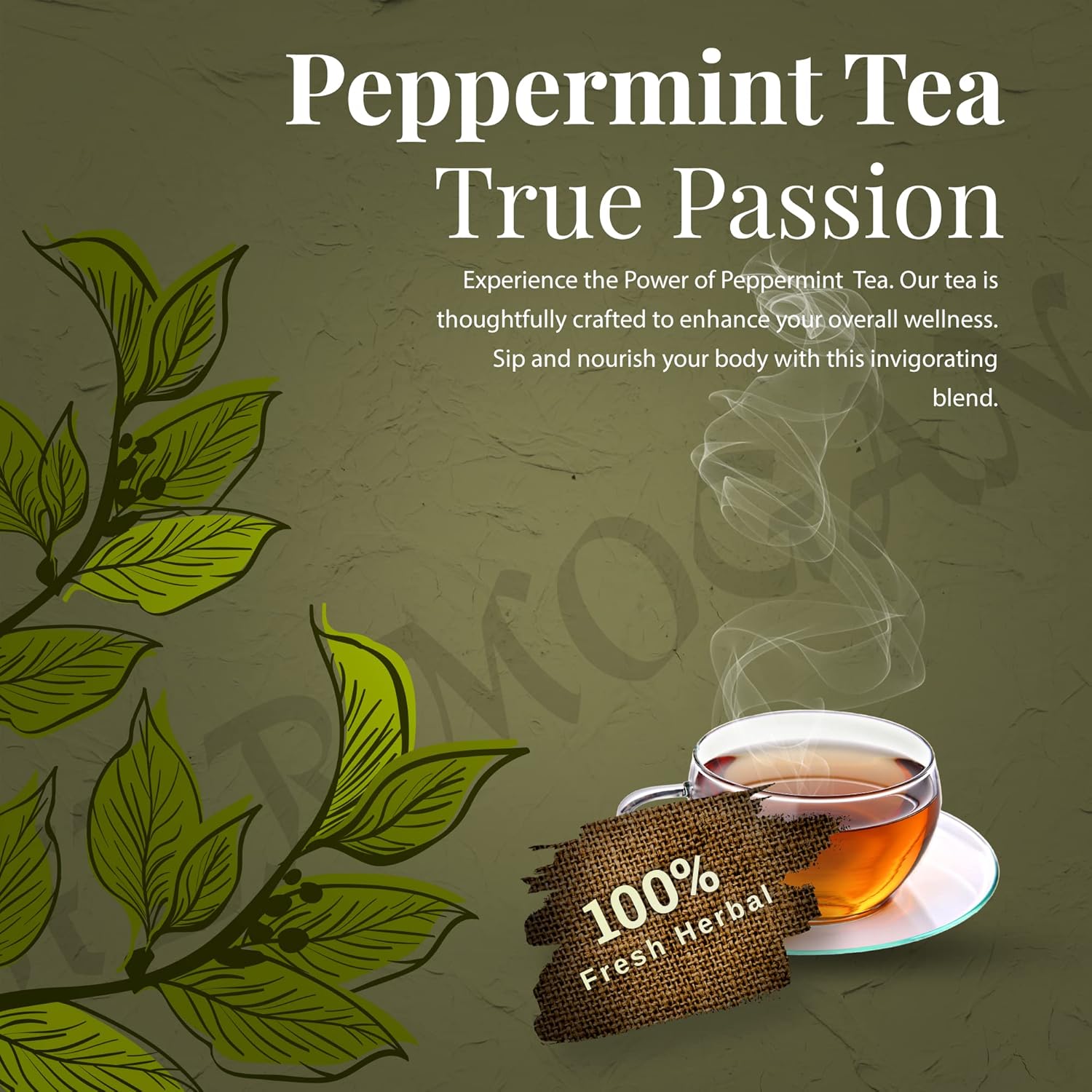 HERBOGANIC Peppermint Herbal Tea - Digestion Support and Immune Boost | Refreshing and Delicious Blend | Natural Ingredients | 20 Tea Bags