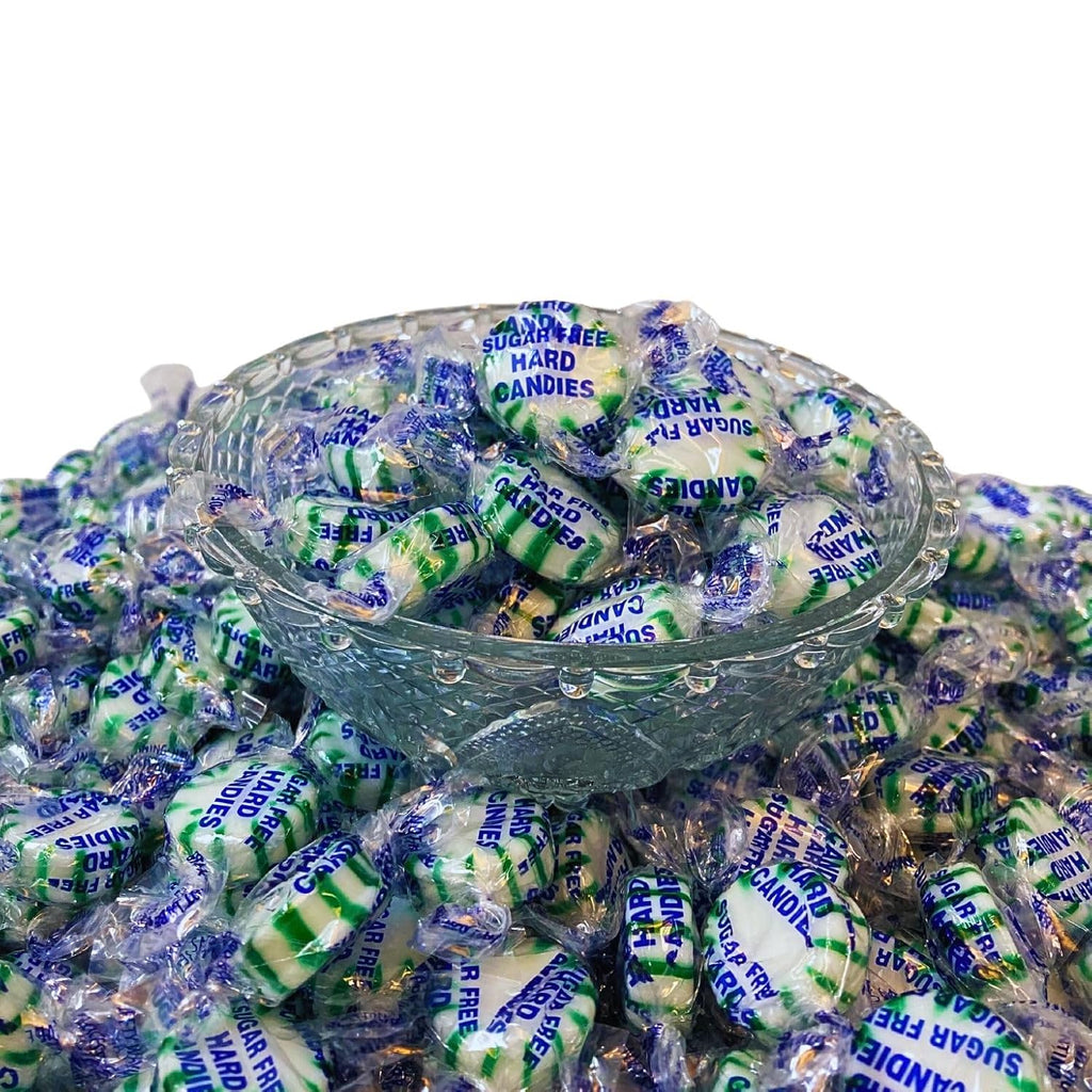Holiday Sugar Free Spearmint Mints Hard Candy - 1 lb Bulk Bag Individually Wrapped Keto And Diabetic Friendly Gourmet Spearmint Flavored Candies (16oz)