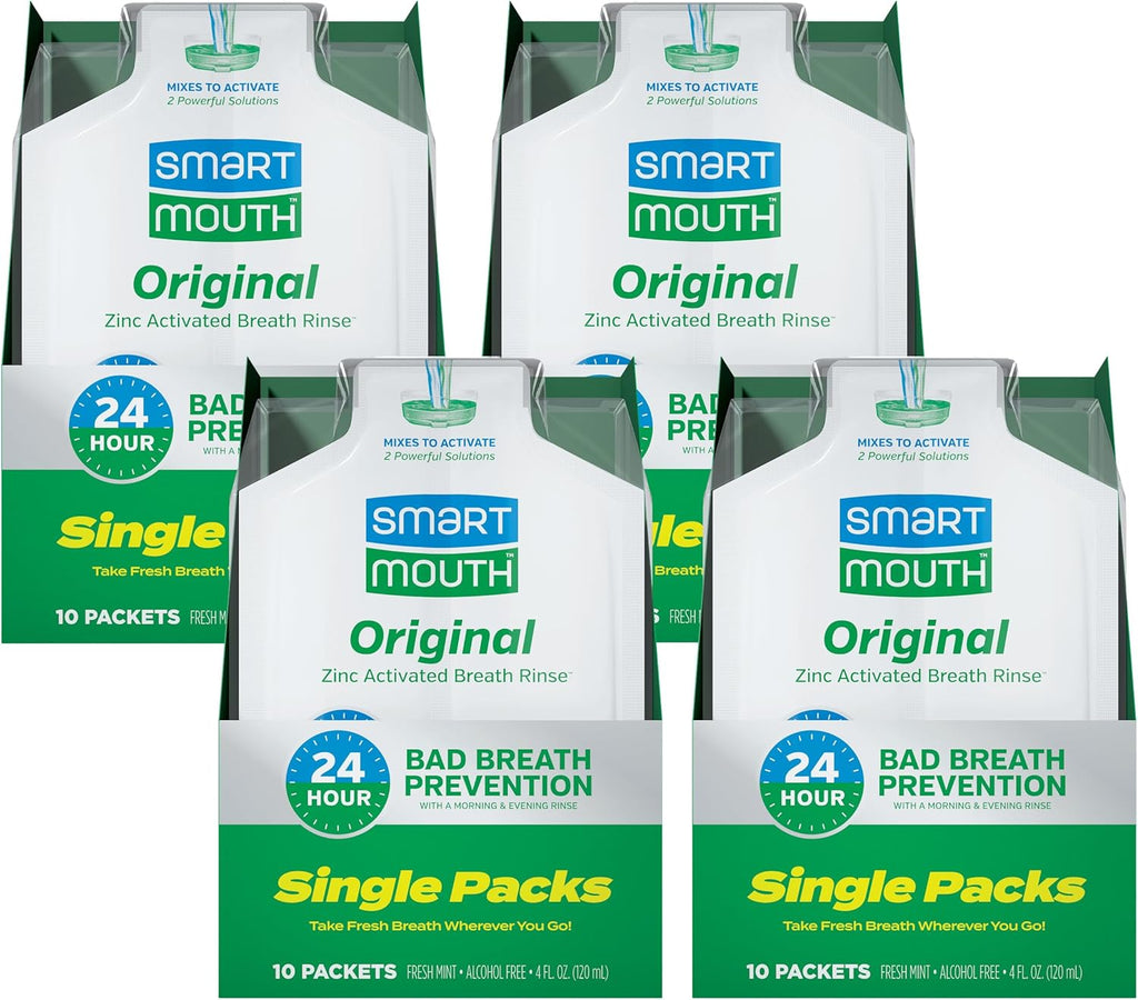 SmartMouth Original Activated Mouthwash Single Packs, Travel Mouthwash, Fresh Mint, 40 Pack