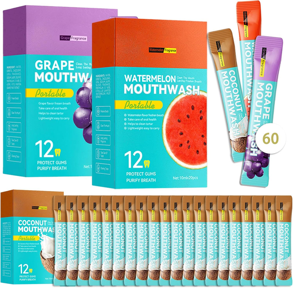 60PCS Travel Size Mouthwash,Portable Mini Mouthwash,Long-Lasting Freshness Travel Mouth Wash for Oral Care A3