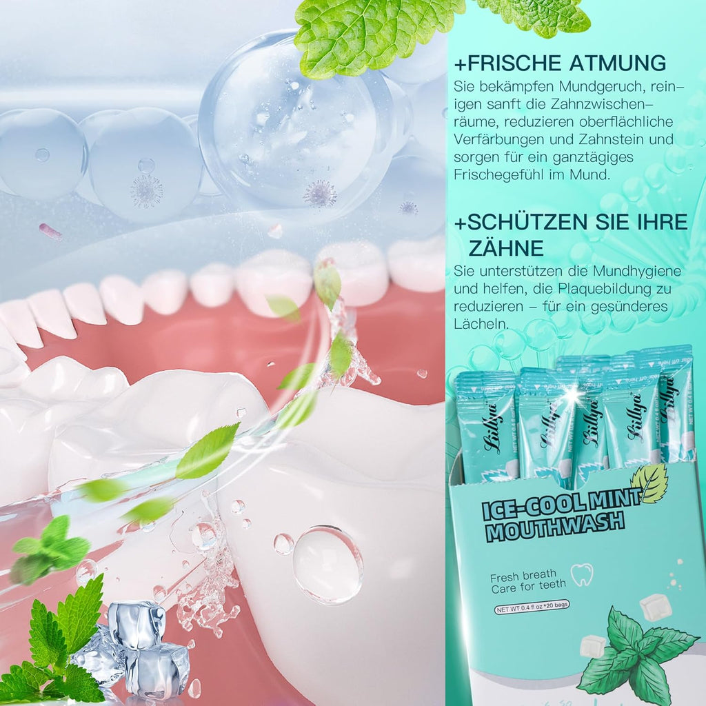 Mouthwash Travel Size, Individual Mini Mouthwash Alcohol Free, Cool Mint for Fresh Breath, Oral Care, Teeth & Gum Health, TSA Compliant, Portable Packets to Go, 0.41 Fl Oz x 20 Packs