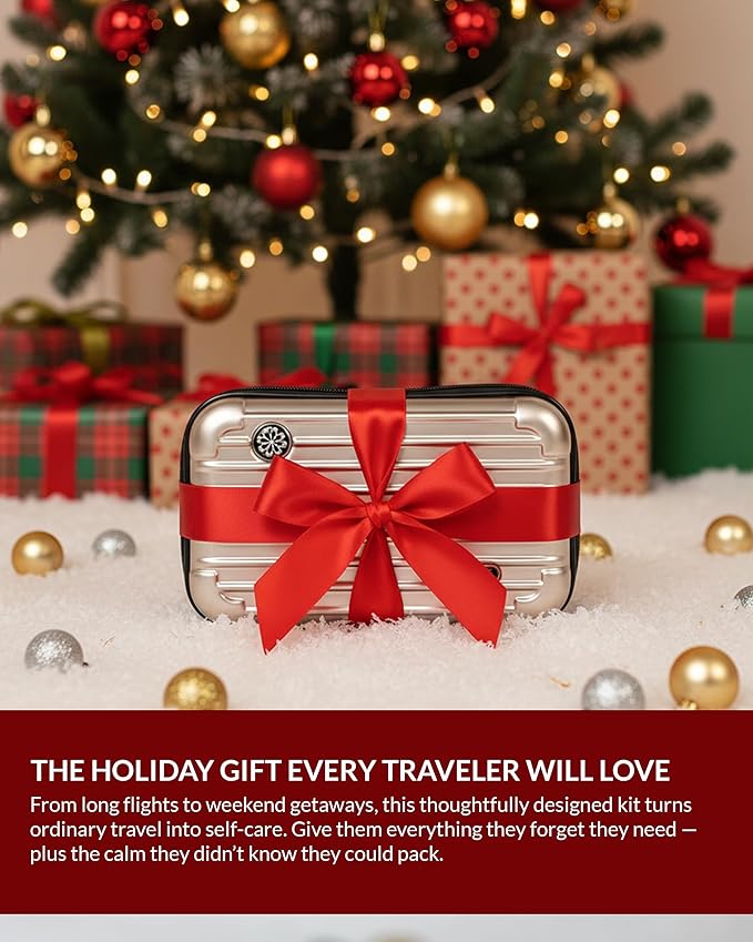 Essence Travel Amenity Kit - Compact Wellness Organizer with 5 Nasal Diffusers + 9 Traveler Comfort Essentials for Flights, Hotels & Adventures - Wearable Aromatherapy Self-Care On the Go