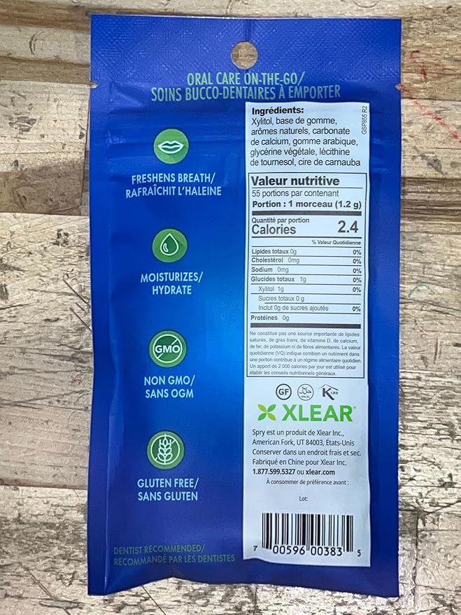 Spry On The Go Fresh Natural Xylitol Chewing Gum Dental Defense System - Aspartame-Free, Sugar-Free, Non-GMO (Peppermint, 55 Count - Pack of 12)