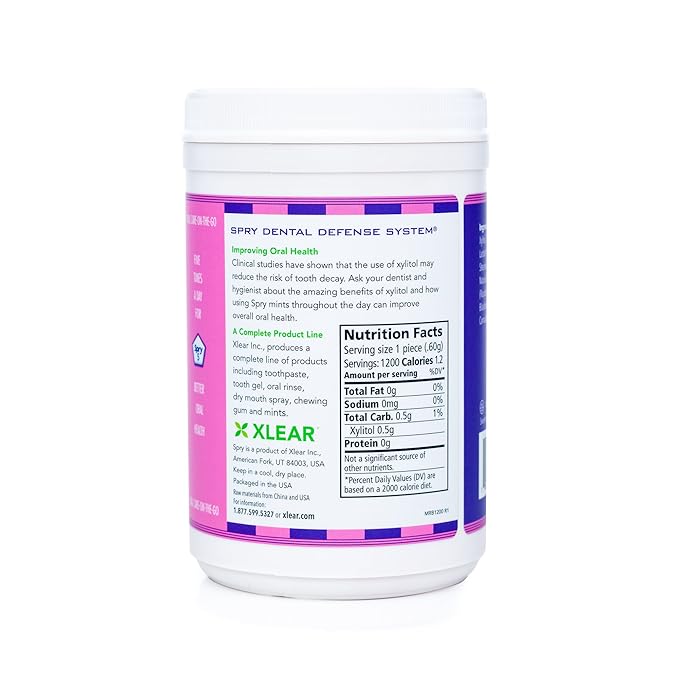 Spry Xylitol Berry Blast Mints Sugar Free Candy - Promote Oral Health, Increase Saliva Production, Stop Bad Breath, Non-GMO, Gluten-Free, 1200 Count (Pack of 1)