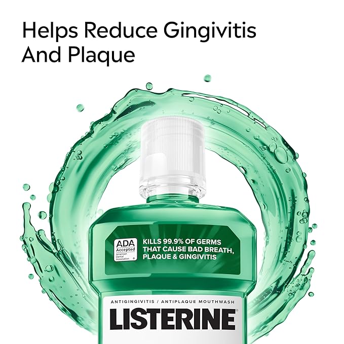 Listerine Freshburst Antiseptic Mouthwash for Bad Breath, Kills 99% of Germs That Cause Bad Breath & Fight Plaque & Gingivitis, ADA Accepted Mouthwash, Spearmint, 1 L