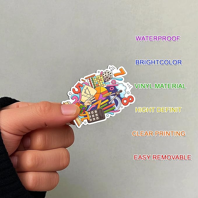 100 PCS Math Stickers Pack, Vinyl Waterproof Decals of Numbers Equations Geometry Algebra Graphs and Pi Symbols, Fun Gift for Kids Teens Adults Students Teachers Water Bottle Scrapbook