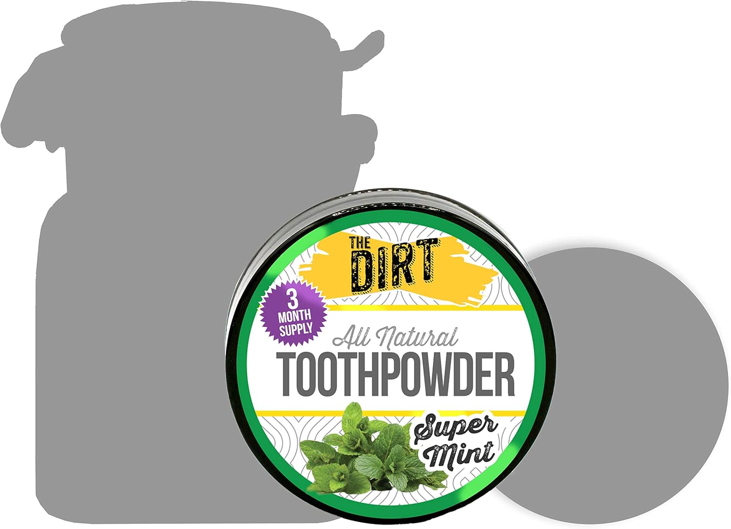 The Dirt - Remineralizing Tooth Powder, Natural Fluoride-Free Teeth Whitening Powder with Hydroxyapatite, Flouride & Gluten Free, Organic Vegan (Super Mint, 25g: 3 Month Supply)