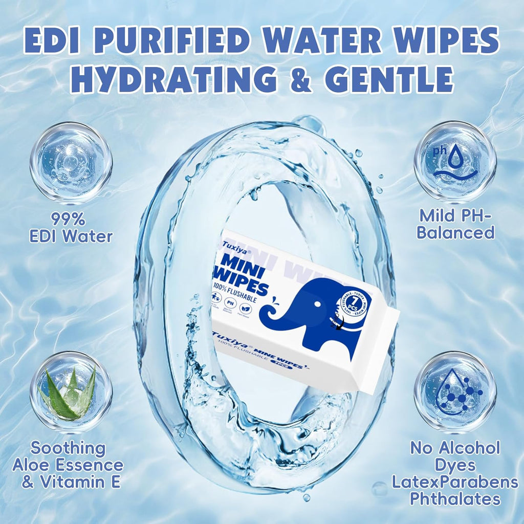 72 PackTravel Flushable Wipes with Aloe & Vitamin E,Impossibly Compact 7 Wipe Per Pack Mini Travel Adult Wet Wipe,Hypoallergenic & Fragrance-Free Skin-Friendly Flushable Wet Wipe (504 Total Wipes)