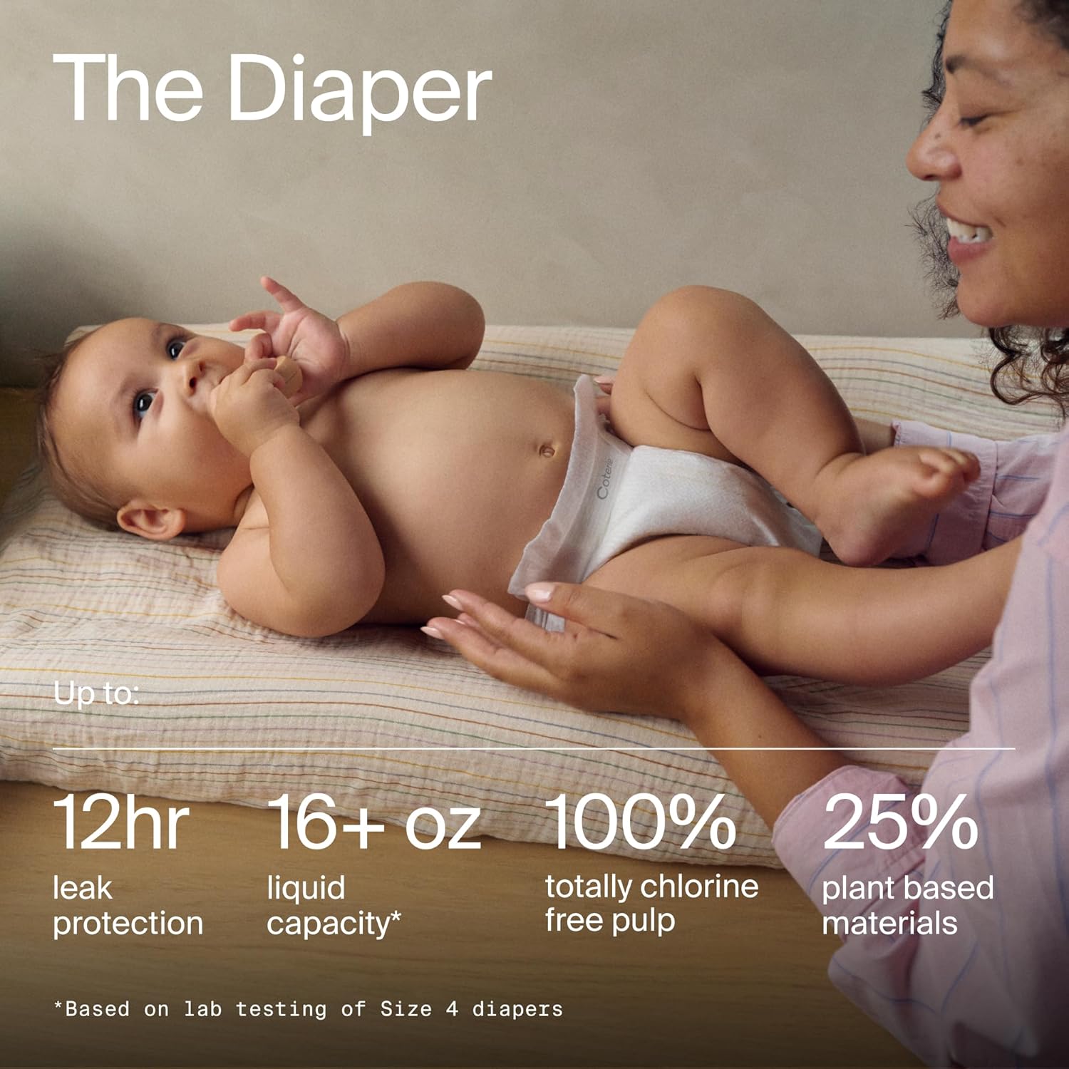 Coterie Baby Wipes + Diapers Kit, Size 1 Diapers (198 Count) & 12 Pack (672 Count) Baby Wipes with 99% Water, Plant Based Materials, Hypoallergenic for Sensitive Skin