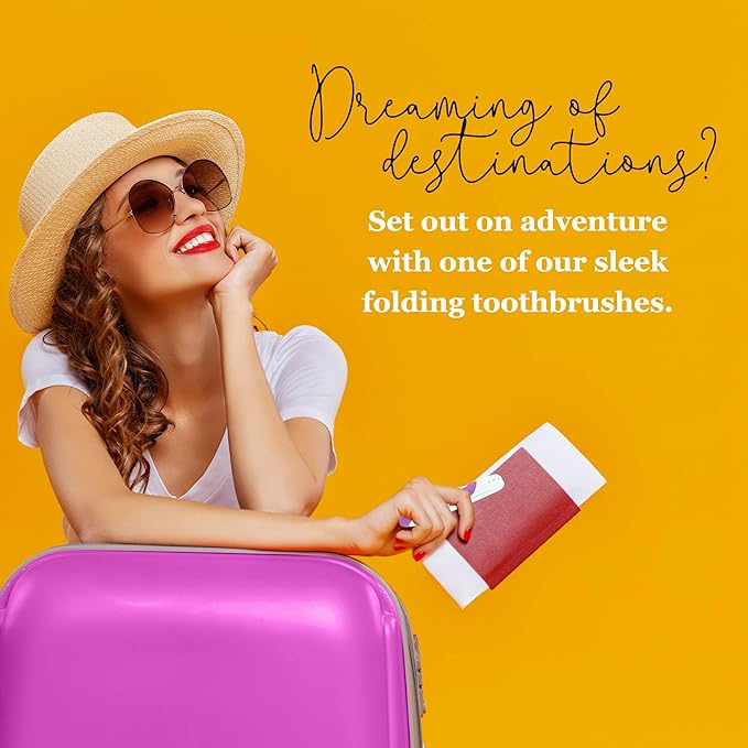 Lingito Folding Toothbrush, Built-in Cover, Travel Size for Hiking, Camping, Traveling - 3 Pack Soft-Multicolor