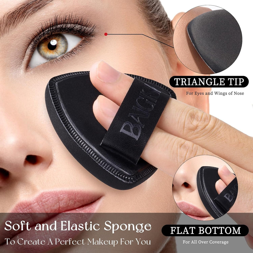 Makeup Sponge Set For Foundation Concealer, Triangle Powder Puff Soft Sponges Blender, Latex Free Blender Sponge For Liquid, Cream, and Powder Seamless & Flawless Makeup (Black)
