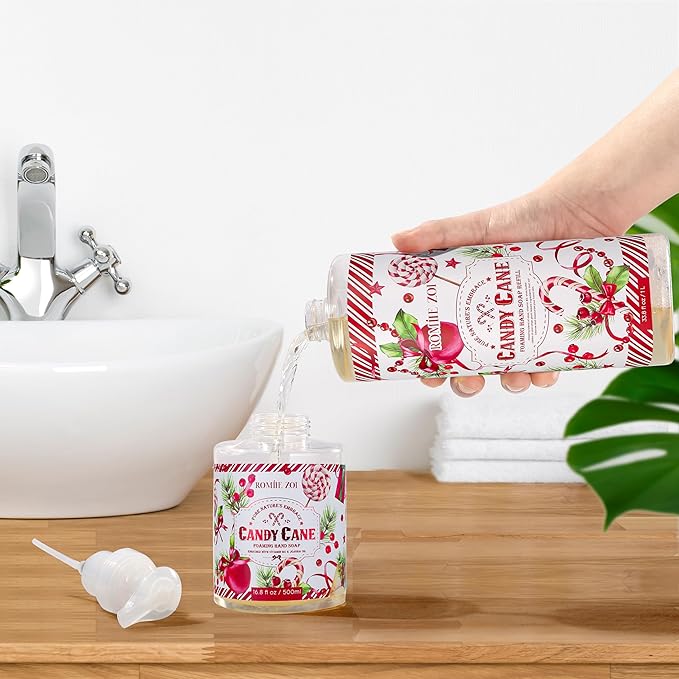 ROMIIE ZOI Christmas Foaming Hand Soap Refill- Candy Cane - Infused with Peppermint Candy Cane Aroma, Gentle & Moisturizing Formula for Home & Kitchen, 1 L/ 33.8 FL OZ