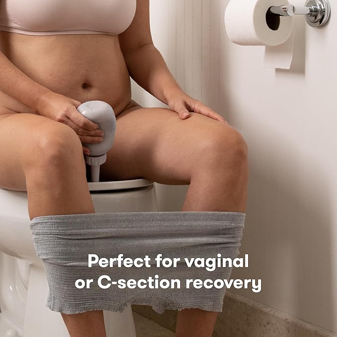 Frida Mom Upside Down Peri Bottle Sprayer, Perineal Care & Postpartum Recovery, Portable Travel Bidet & Perineal Cleanser with Travel Bag, Postpartum Essential, Gray