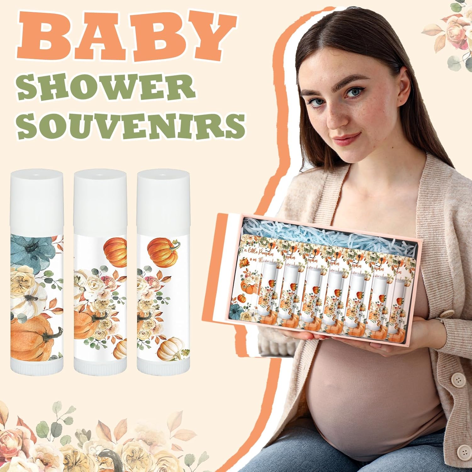 30 Pack Fall Little Pumpkin Baby Shower Games Prizes Gifts Bulk Pumpkin Pie Scented Lip Balms Favors for Boys Girls Gender Reveal Decorations Halloween Autumn Thanksgiving Baby Shower Bags Stuffer