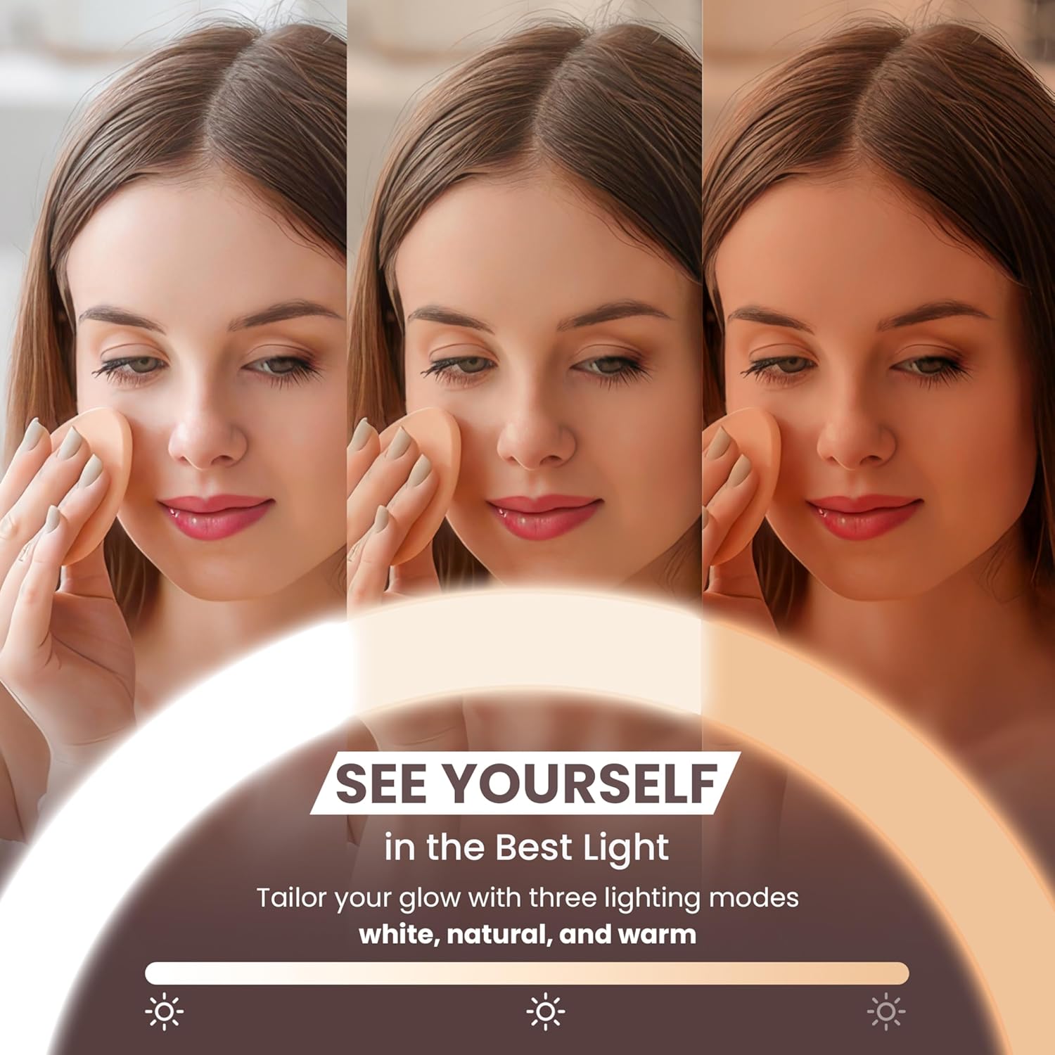 Smart 9" LED Light Makeup Mirror, Rechargeable, 1X/10X Magnifying Vanity Mirror with 3 Color Lights, Height Adjustable, Large Tall 360° Swivel Double Sided Standing Travel Mirror (Black)