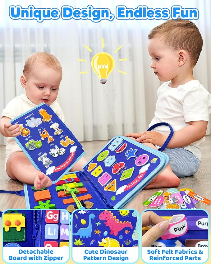 Busy Board Montessori Toys for Toddler Boy Birthday Gifts, Busy Book Sensory Learning Toys for Toddlers, Educational Activities Airplane Car Travel Toy for Boys