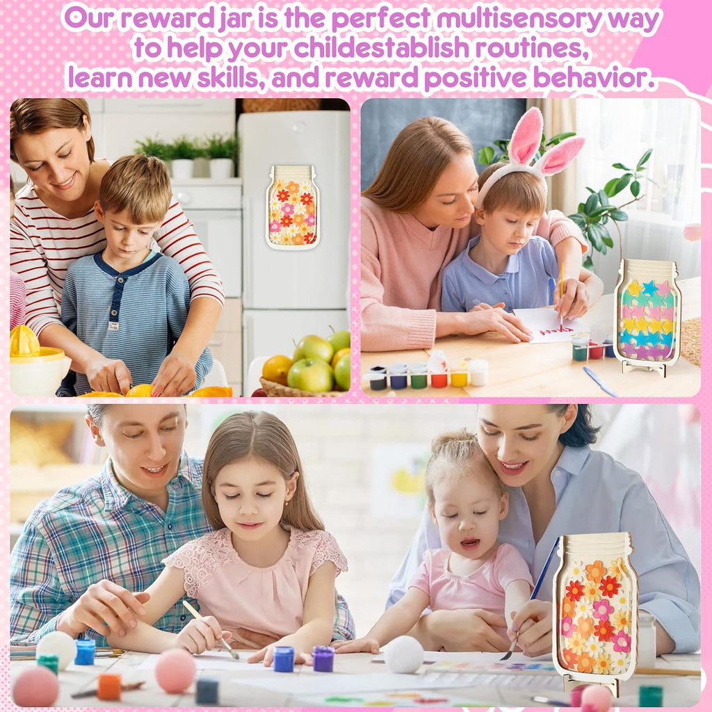 2 Pack Reward Jar for Kids Star and Flowers Reward Jar Magnetic Reward Jar for Classroom Toddlers Potty Training Reward Home Kids Incentive Good Home Training for Boys Girls,Star+Flowers