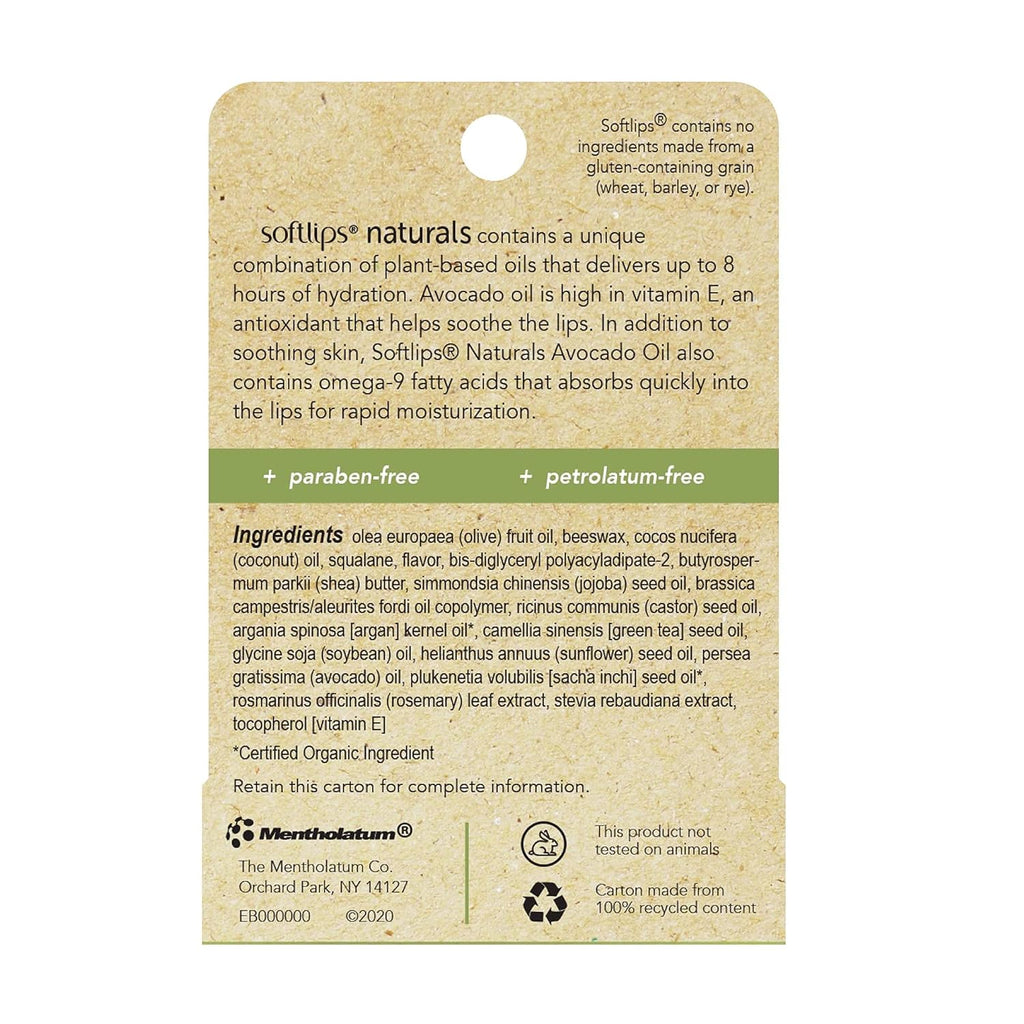 Softlips Natural with Avocado Oil Lip Balm (Pack of 3)