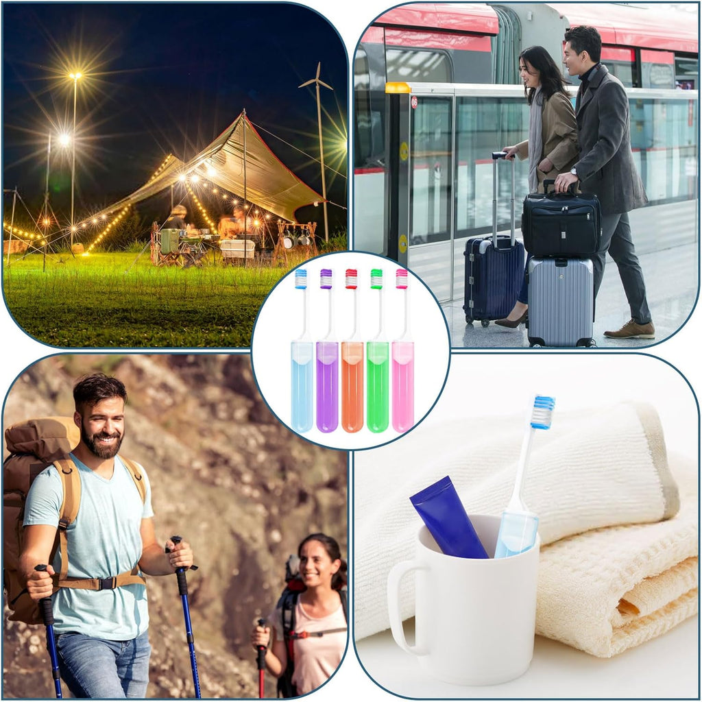 Travel Size Toothbrush Bulk Disposable Toothbrushes Individually Wrapped ,Mini Toothbrush With Toothbrush Cover Folding Toothbrushes Camping Toothbrush for Camping,Hiking,Traveling,School (10)