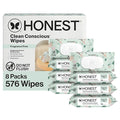 The Honest Company Clean Conscious Multi-Use Wipes Unscented Hypoallergenic Baby for Sensitive Skin 99% Water Plant-Based Compostable Geo Mood 576 Count