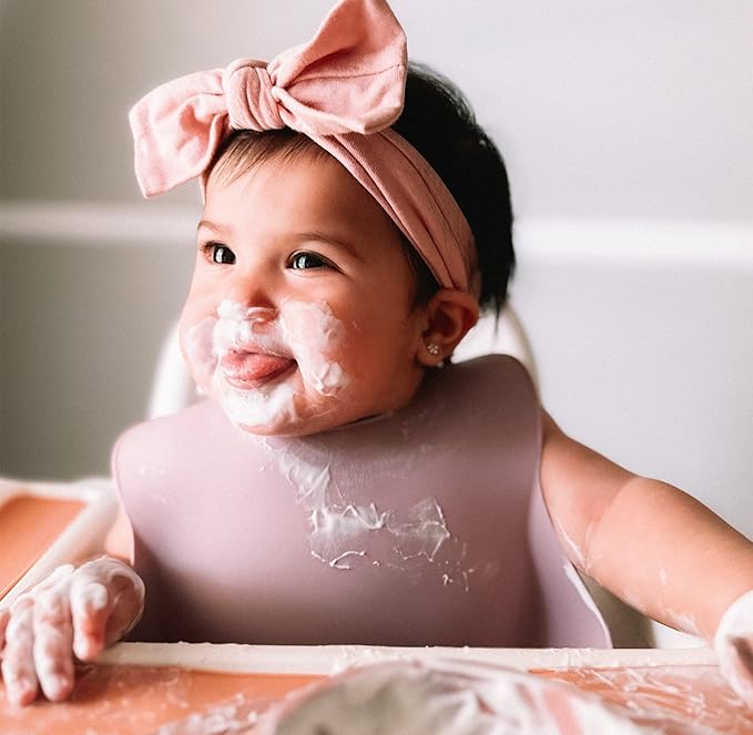 Moonkie Silicone Baby Bibs Set Of 2 | BPA Free Waterproof | Soft Flexible Adjustable Silicone Bibs for Babies & Toddlers(Frosted Mint/Celadon Green)