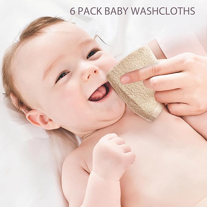 6 Pack Baby Washcloths 100% Cotton Terry Soft and Absorbent Wash Cloths for Face Hand Body Burp Rag Wipes Essentials for Newborns Infants Toddlers Boys Girls