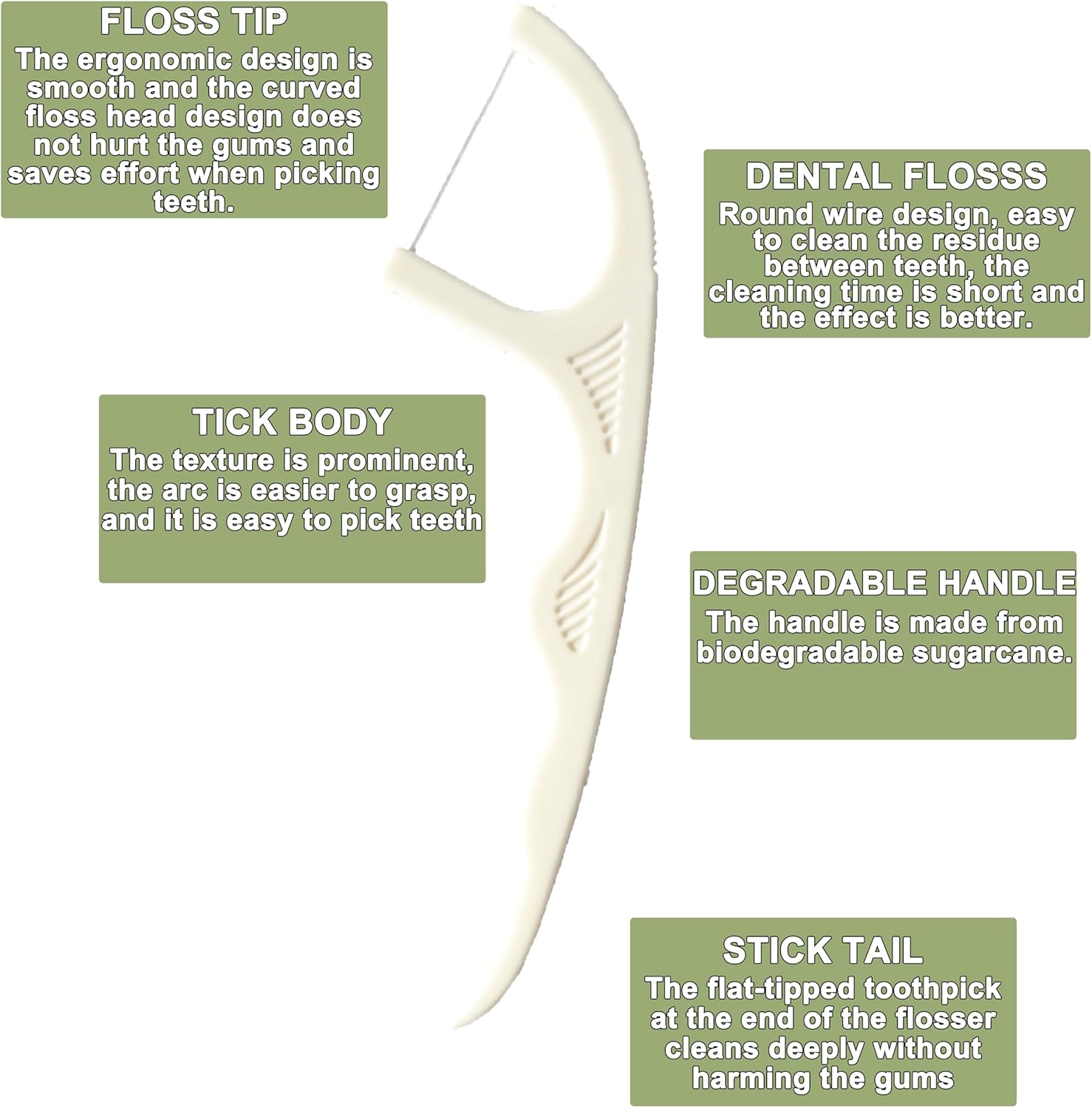 Environmentally Conscious Dental Floss Picks(300 Count) – Biodegradable, Harmless, and Toothpick Stick Soft on Gums for Optimal Oral Care