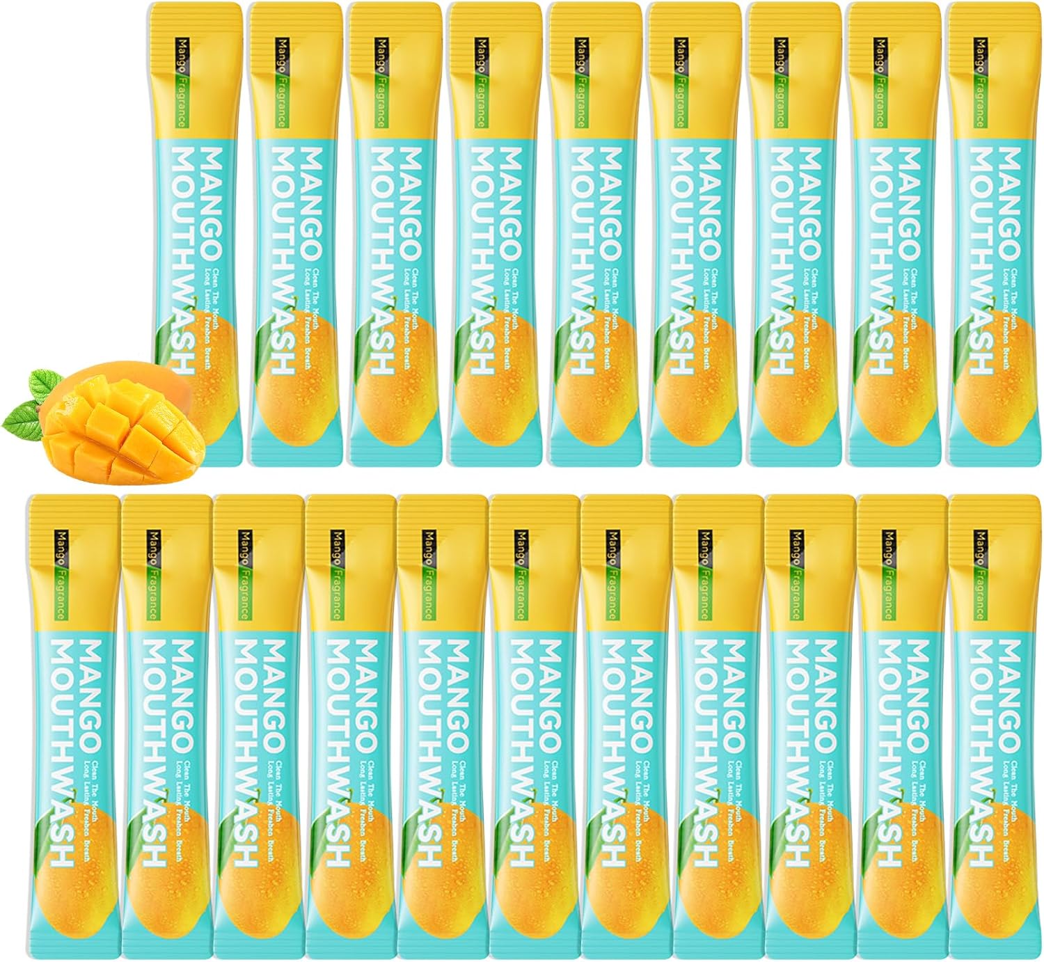 Mini Mouthwash Travel Size,Mango Flavor Portable Individual Travel Mouth Wash for Fresh Breath, Refreshing Long Lasting Gentle Oral Care Mouthwash Packs(Pack of 20)
