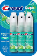 Crest Scope | One 3-Pack of Mint Breath Mist Sprays (3 Total Sprays) - 0.24 Ounce (7mL) Each – 0.72 Ounces Total
