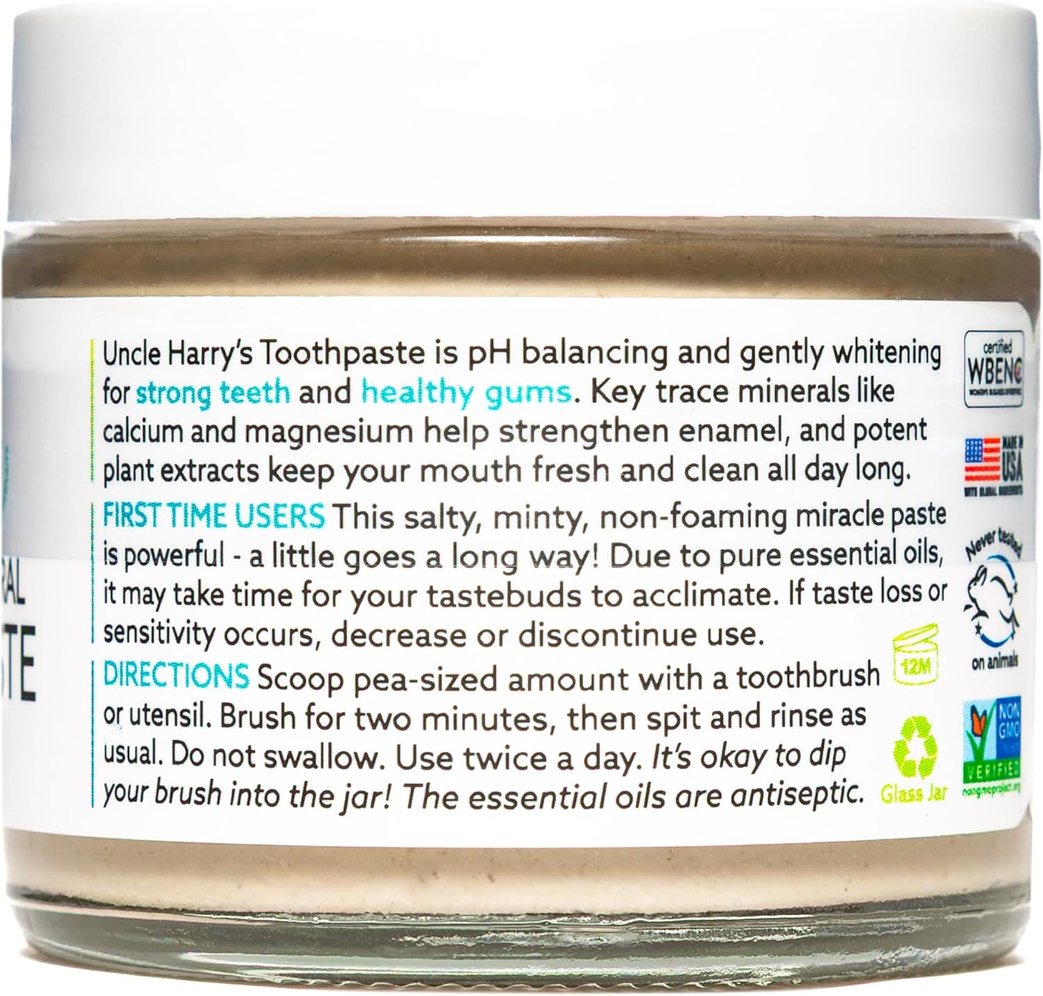 Uncle Harry's Spearmint Remineralizing Toothpaste | Natural Whitening Tooth Paste Freshens Breath & Promotes Enamel | Vegan Fluoride Free Toothpaste (2 Pack)