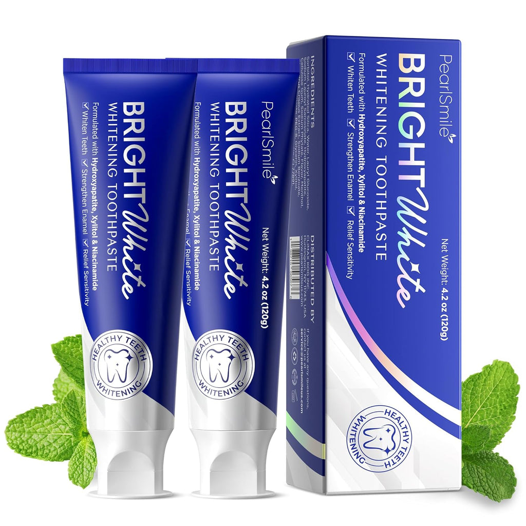 PearlSmile Hydroxyapatite Niacinamide Whitening Toothpaste – 5% Niacinamide + 10% Nano-Hydroxyapatite (nHAp) – Strengthens Enamel & Remineralizes – Fluoride-Free, 4.2oz (Pack of 2)