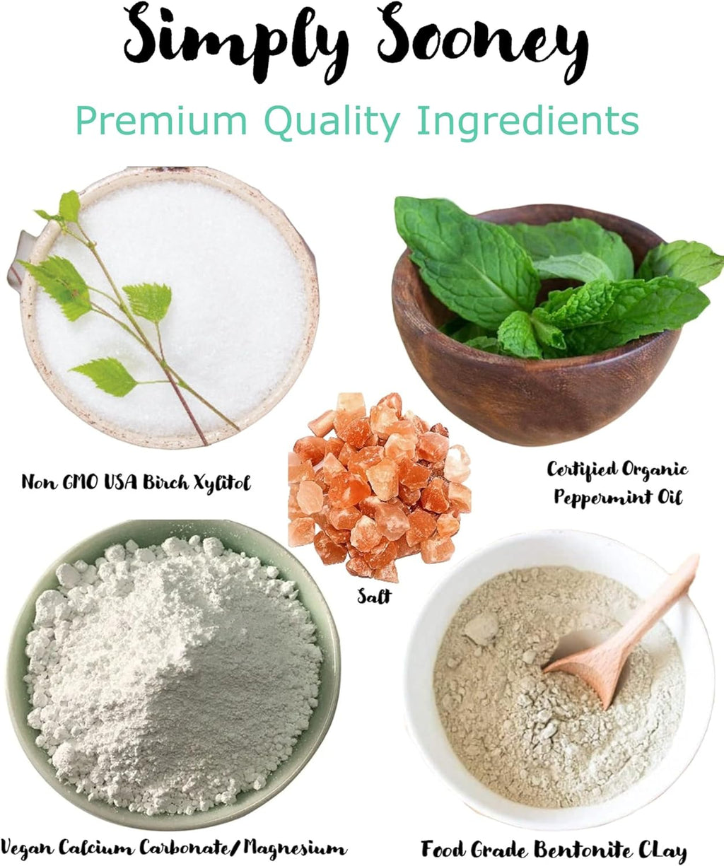 Simply Sooney Vegan Fluoride Free Toothpaste Powder I Organic Peppermint Essential Oil I Natural Whitening I Stronger Teeth (3.5 oz (Jar BPA Free Plastic))