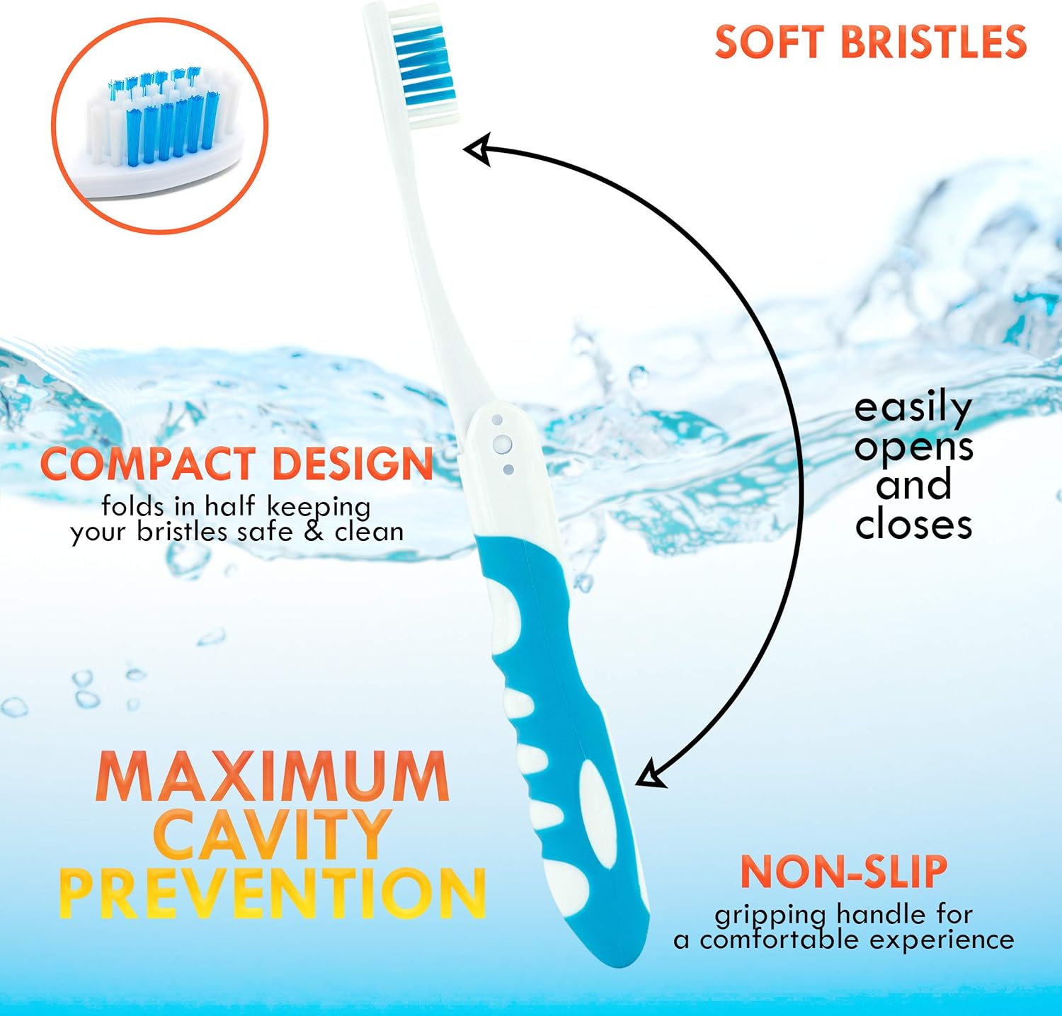 Travel Toothbrush, Portable Toothbrush Built in Cover, Travel Size Toothbrush Hiking, Camping, Traveling, Folding Toothbrushes, Collapsible Multi Color Travel Toothbrush Kit (6 Pack Soft-Multicolor)