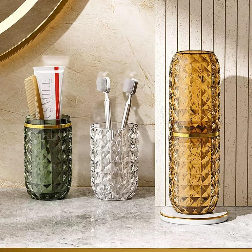 Toothbrush Holders with Cover, Portable Travel Toothbrush Case with lid, Toothbrush Container for Bathroom Countertop Organizer (Transparent)