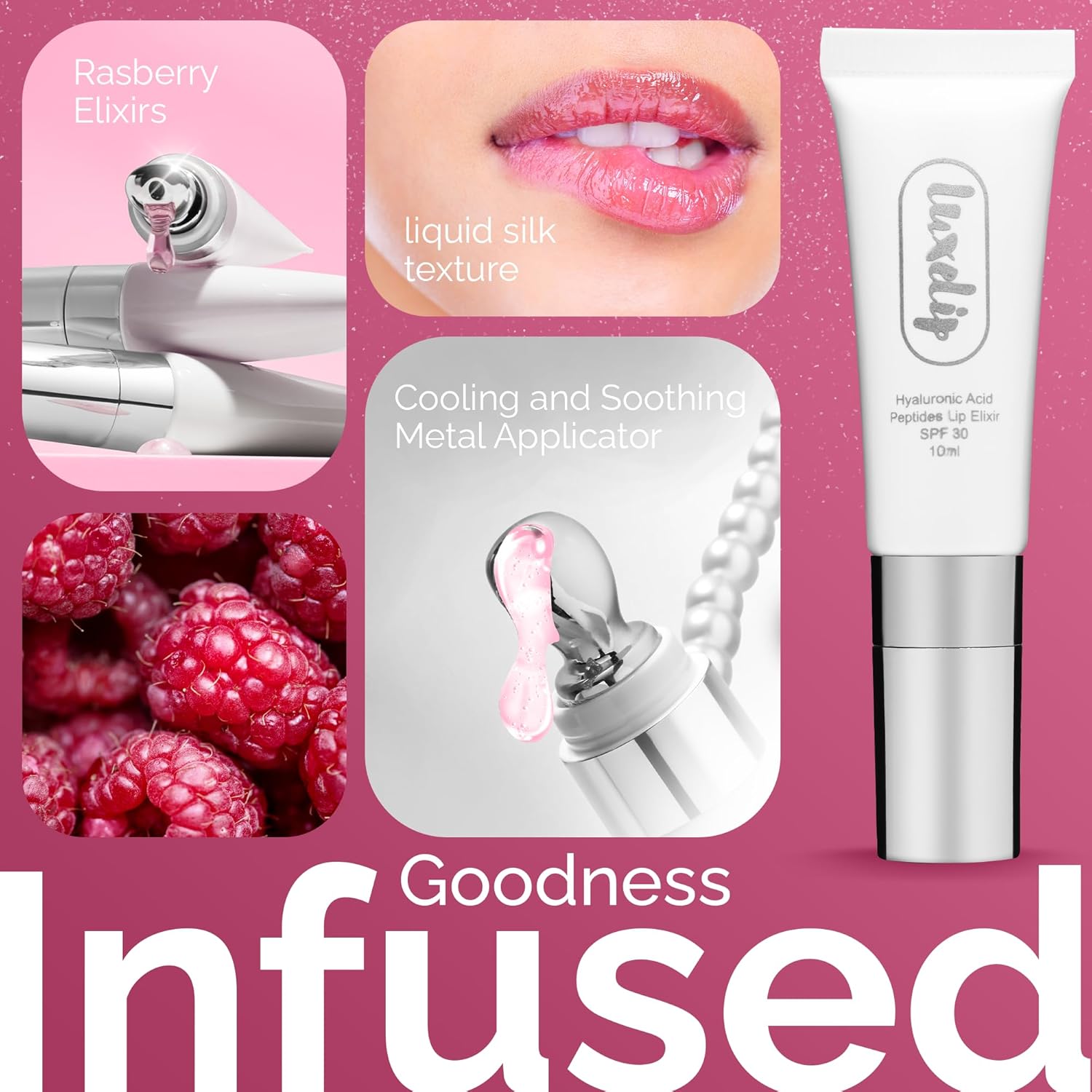 Tinted Lip Balm for Dry, Chapped Lips, Hydrating Vegan Lip Care with Sheer Color & Moisturizing Glow – Non-Sticky Nourishing Lip Treatment for Soft, Smooth Lips (Raspberry 10ml)