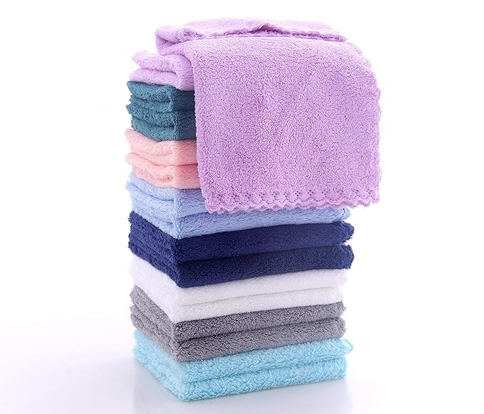 16 Pack Baby Washcloths - Luxury Multicolor Coral Fleece - Extra Absorbent and Soft Wash Clothes for Newborns, Infants and Toddlers - Suitable for Sensitive Skin and New Born - Baby Shower, 10x10 Inch